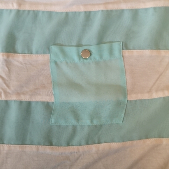 𝅺Ted Baker Shirt Blue Off-White Striped Sheer 2 - Picture 6 of 8